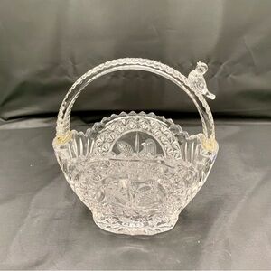 Hofbauer Byrdes Vintage Birds Lead Crystal Glass Brides Basket